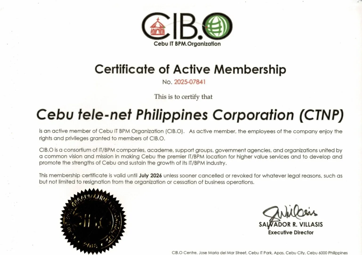 CTNP CIBO Certification